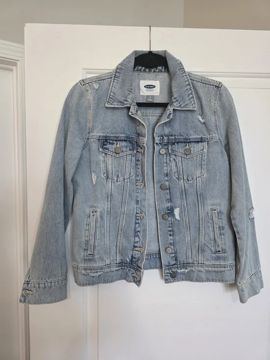 Old Navy, Small - Distressed Denim Jacket, Light Wash - Picture 1 of 6